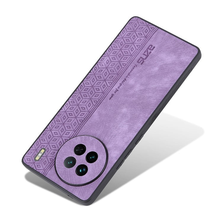 AZNS For vivo X90 5G Imprinted Pattern Protective Phone Case Anti-fall PU Leather Coated TPU Phone Back Cover - Purple
