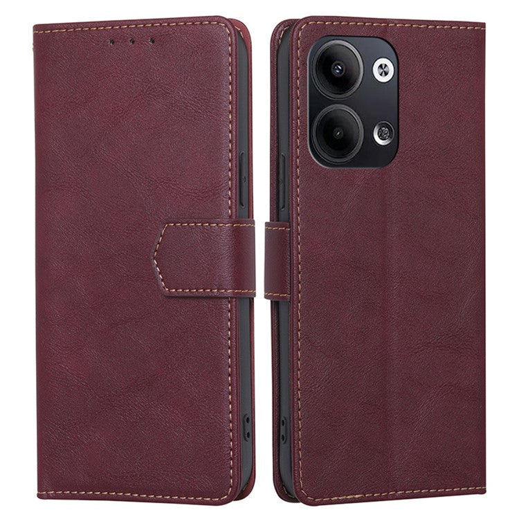 TPU+PU Leather Flip Phone Case for Oppo Reno9 Pro 5G / Reno9 5G, RFID Blocking Stand Magnetic Phone Shell Cover Wallet - Wine Red