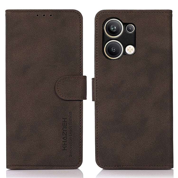 KHAZNEH For Oppo Reno9 Pro+ 5G Textured PU Leather Wallet Phone Case Magnetic Clasp Stand Shockproof Cover - Brown