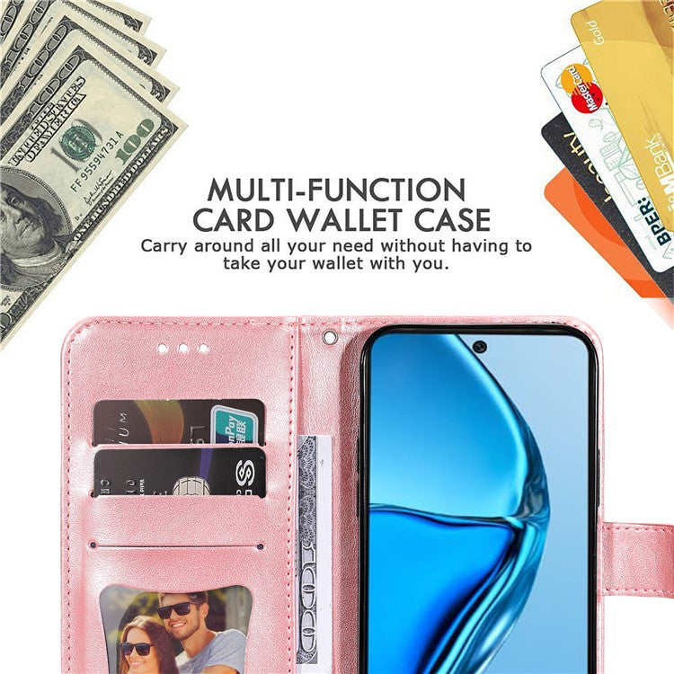 For Infinix Hot 20 4G Shockproof PU Leather Phone Case Stand Wallet Flower Imprinting Anti-Drop Phone Cover with Strap - Pink