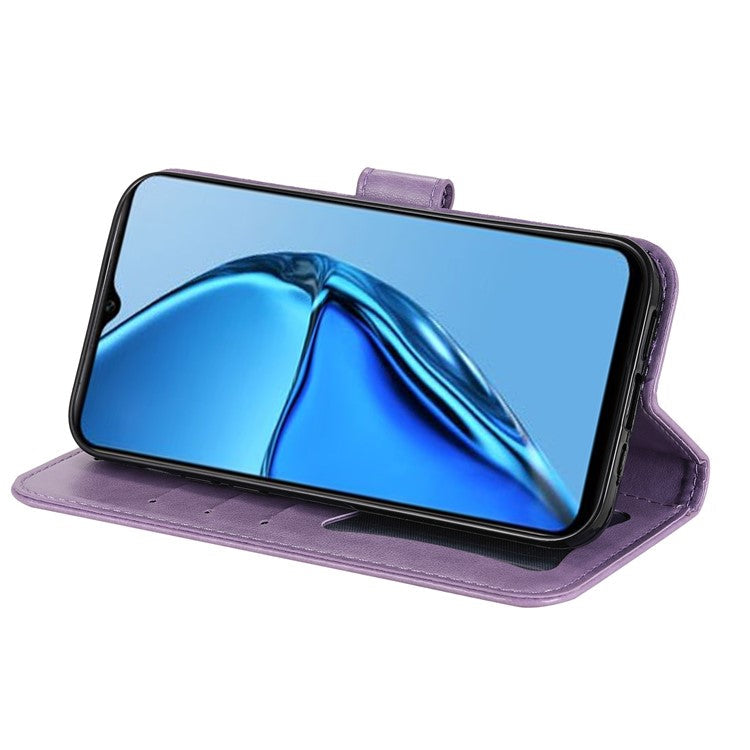 For Infinix Hot 20S 4G Flip Leather Phone Case Stand Wallet Flower Imprinting Phone Cover with Strap - Purple