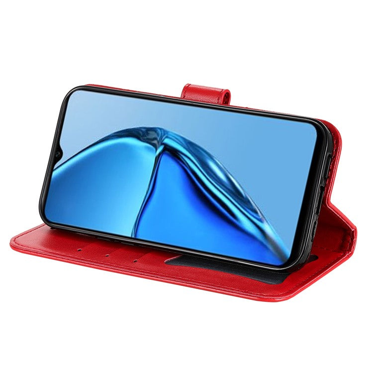 For Infinix Hot 20S 4G Flip Leather Phone Case Stand Wallet Flower Imprinting Phone Cover with Strap - Red
