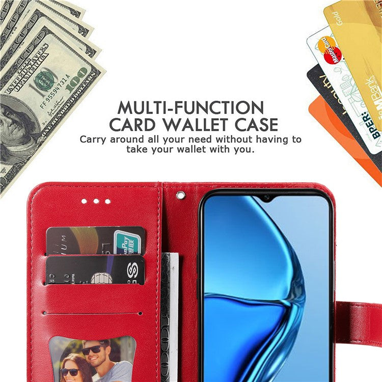 For Infinix Hot 20S 4G Flip Leather Phone Case Stand Wallet Flower Imprinting Phone Cover with Strap - Red