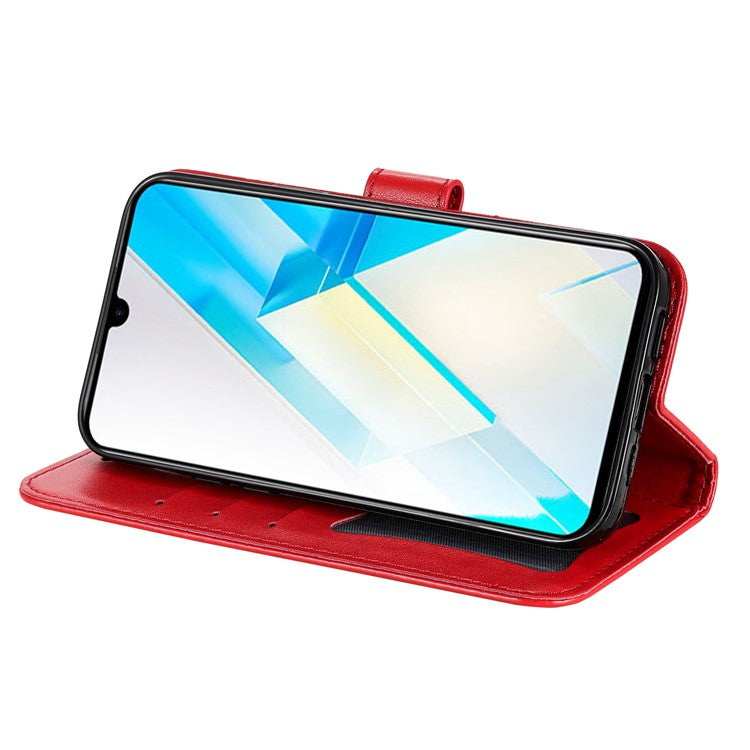 For Infinix Note 12 G96 4G PU Leather Flip Leather Phone Case Stand Wallet Flower Imprinting Cover with Strap - Red