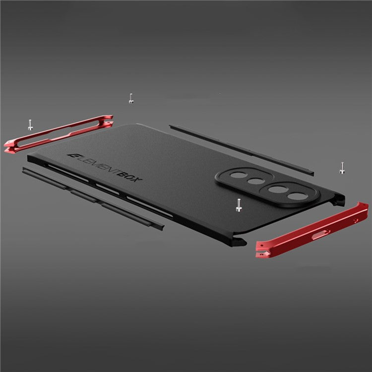 ELEMENT BOX For Honor 70 5G Hard PC Back Metal Frame Hybrid Case 3-Piece Design Anti-drop Phone Cover - Black  /  Black