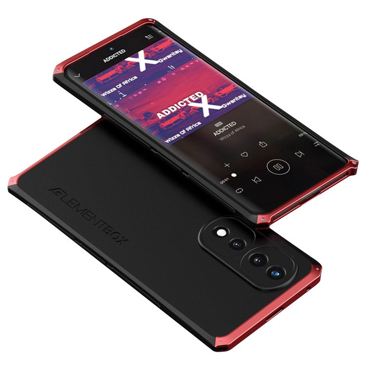 ELEMENT BOX For Honor 70 5G Hard PC Back Metal Frame Hybrid Case 3-Piece Design Anti-drop Phone Cover - Black  /  Red