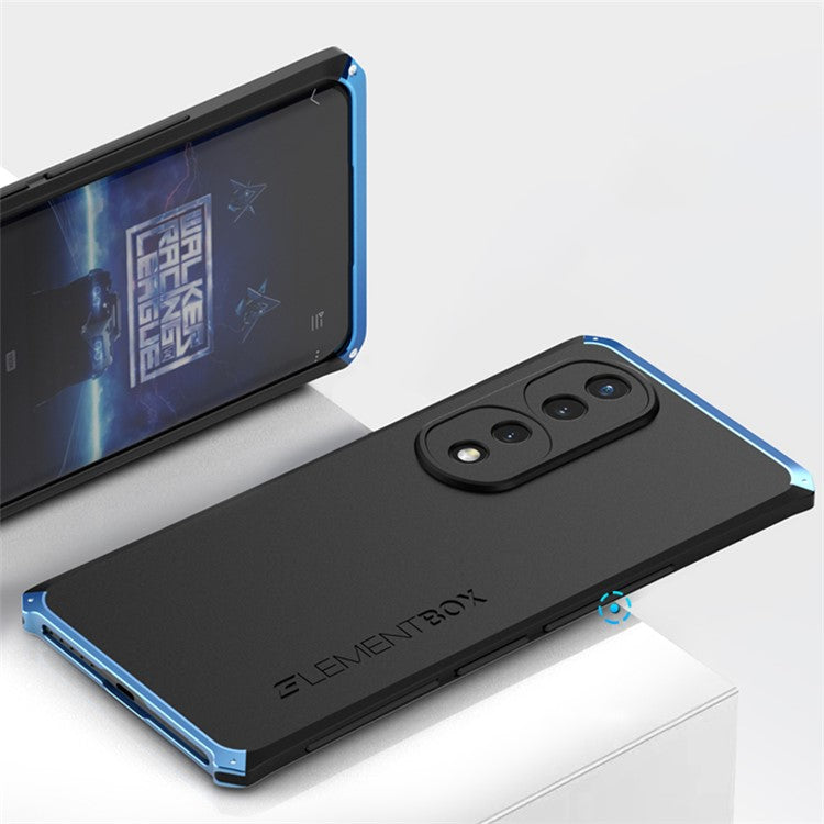 ELEMENT BOX For Honor 70 5G Hard PC Back Metal Frame Hybrid Case 3-Piece Design Anti-drop Phone Cover - Black  /  Silver