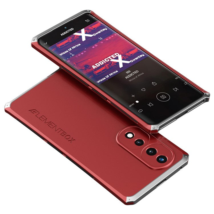ELEMENT BOX For Honor 70 5G Hard PC Back Metal Frame Hybrid Case 3-Piece Design Anti-drop Phone Cover - Red  /  Silver