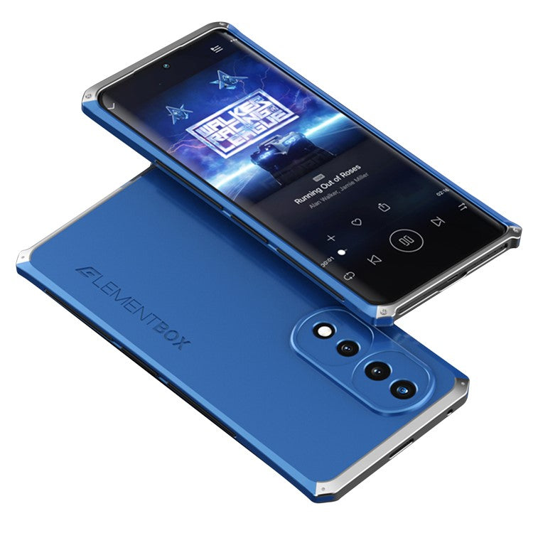 ELEMENT BOX For Honor 70 5G Hard PC Back Metal Frame Hybrid Case 3-Piece Design Anti-drop Phone Cover - Blue  /  Silver