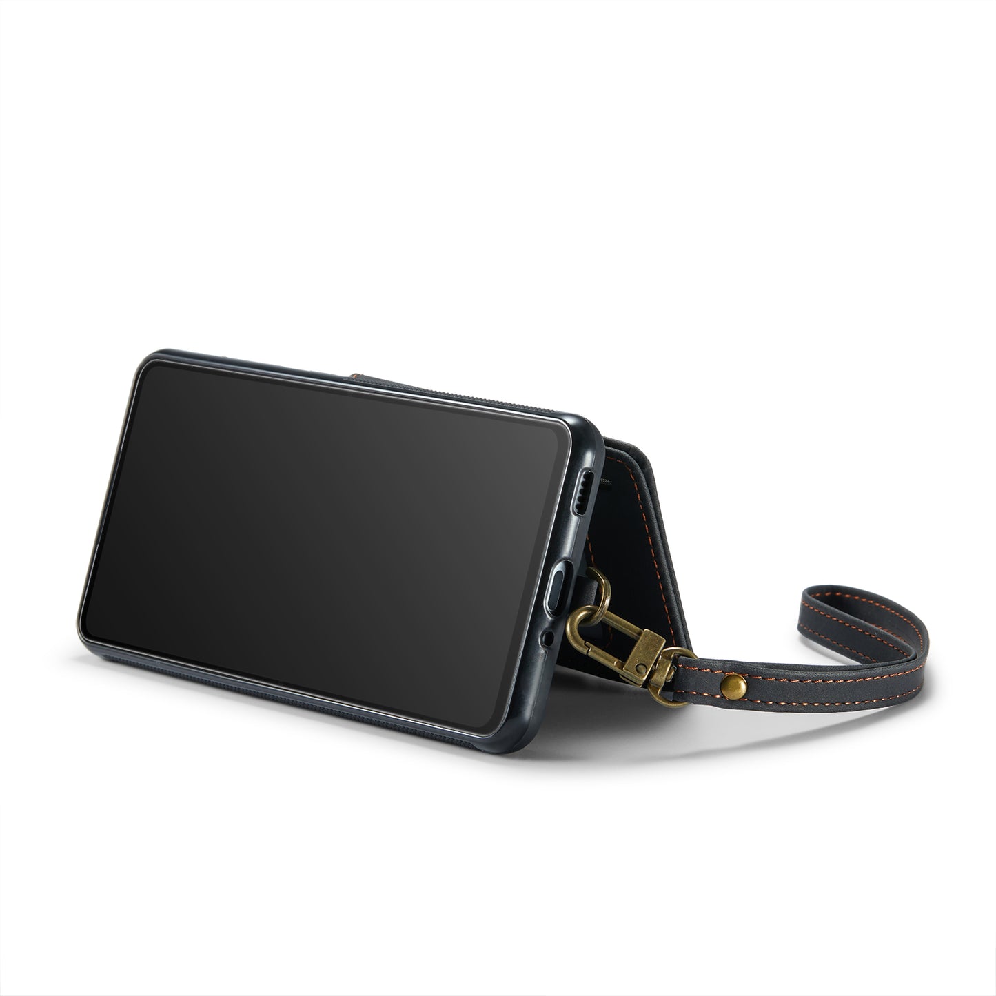 CASEME C20 Series for Samsung Galaxy S20 Ultra RFID Blocking Wallet Kickstand Zipper Pocket Phone Case Anti-drop Anti-scratch Leather Coated TPU Phone Cover - Black