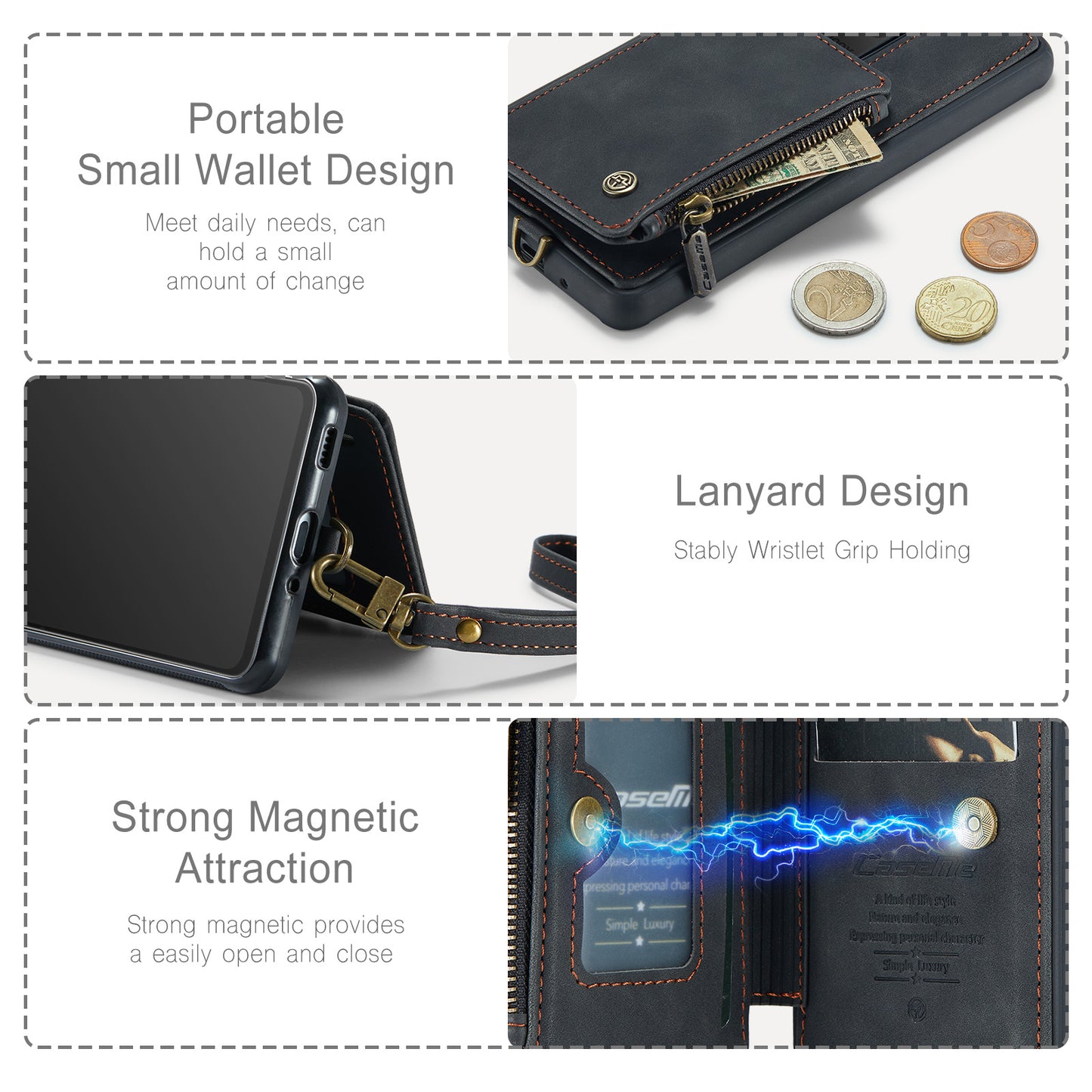 CASEME C20 Series for Samsung Galaxy S20 Ultra RFID Blocking Wallet Kickstand Zipper Pocket Phone Case Anti-drop Anti-scratch Leather Coated TPU Phone Cover - Black