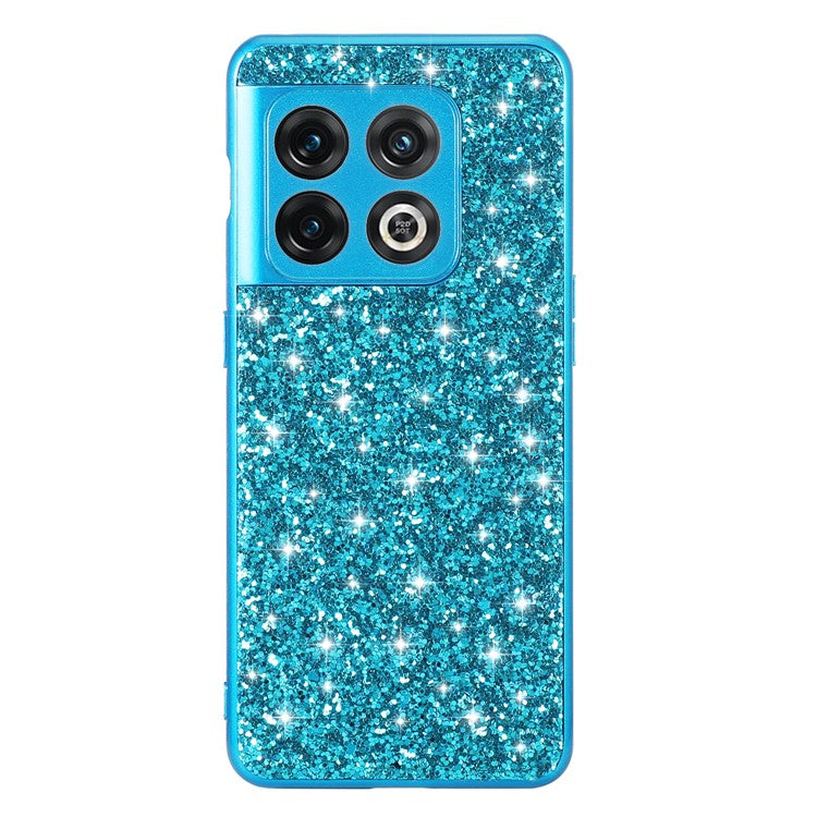 For OnePlus 10T 5G / Ace Pro 5G Shiny Glitter Sequins Phone Case Electroplating TPU Frame Hard PC Protective Back Cover - Blue