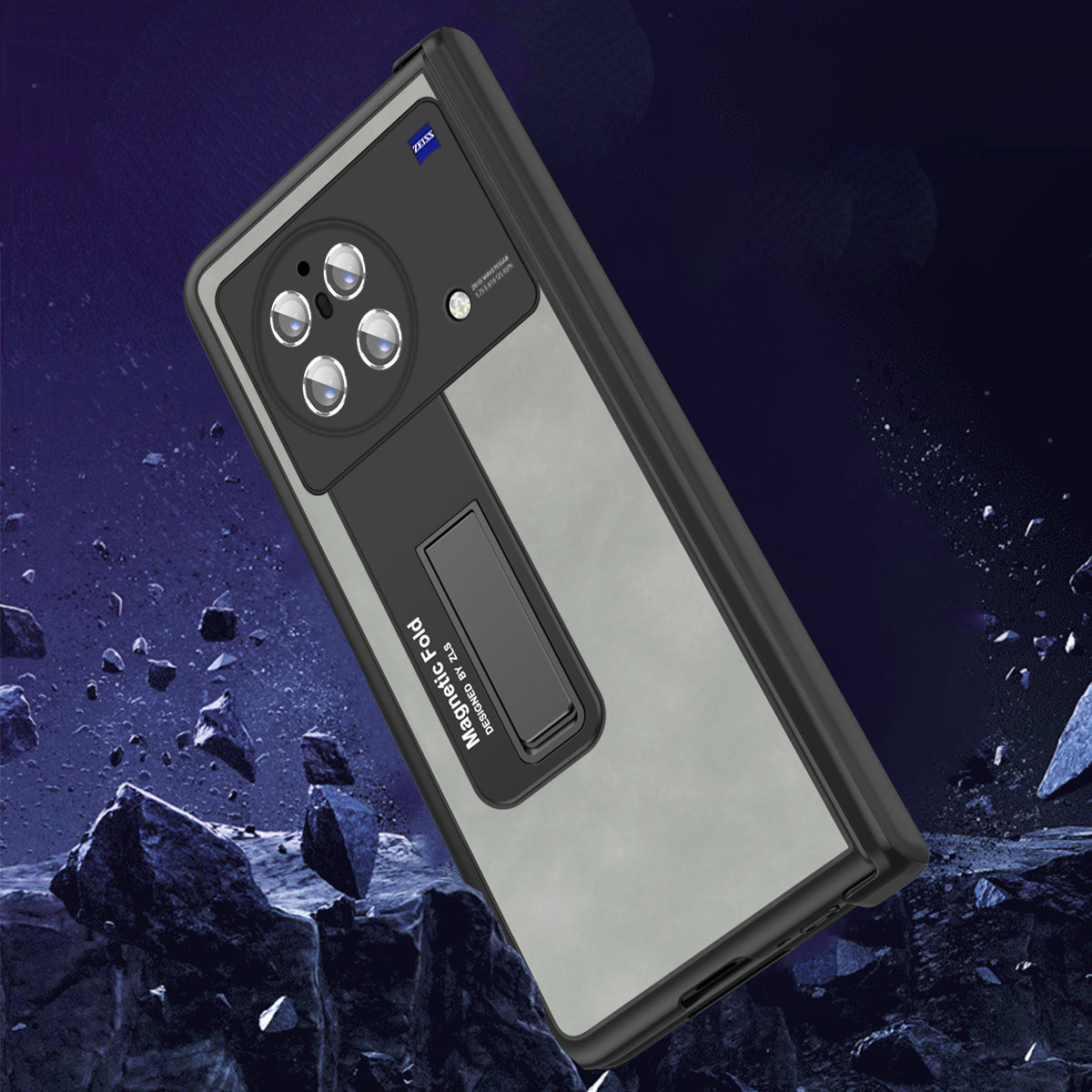 Nappa Texture Phone Case For vivo X Fold, Hinge Protection Kickstand Anti-scratch PU Leather + PC Phone Cover with Tempered Glass Film - Wine Red