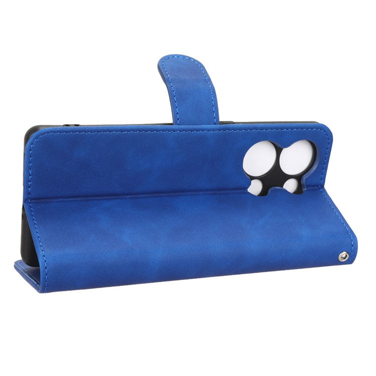 Phone Wallet Case For Oppo Reno9 Pro+ 5G Skin-Touch Feeling PU Leather Cell Phone Cover Stand Card Holder - Blue