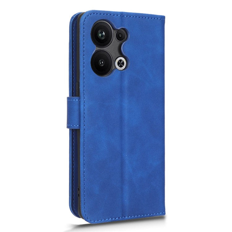 Phone Wallet Case For Oppo Reno9 Pro+ 5G Skin-Touch Feeling PU Leather Cell Phone Cover Stand Card Holder - Blue