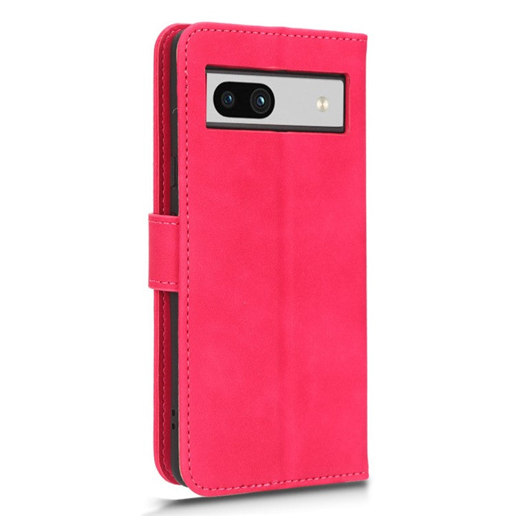 For Google Pixel 7a Skin-Touch Feeling PU Leather Flip Wallet Case Full Protection Anti-Wear Cell Phone Cover Stand - Rose