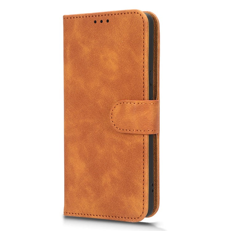 For Google Pixel 7a Skin-Touch Feeling PU Leather Flip Wallet Case Full Protection Anti-Wear Cell Phone Cover Stand - Brown