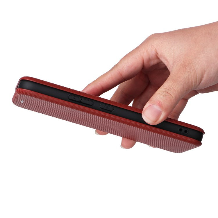 For Samsung Galaxy A54 5G Carbon Fiber Texture Magnetic PU Leather Anti-scratch Phone Case Stand Drop-proof Mobile Phone Cover with Card Slot - Red