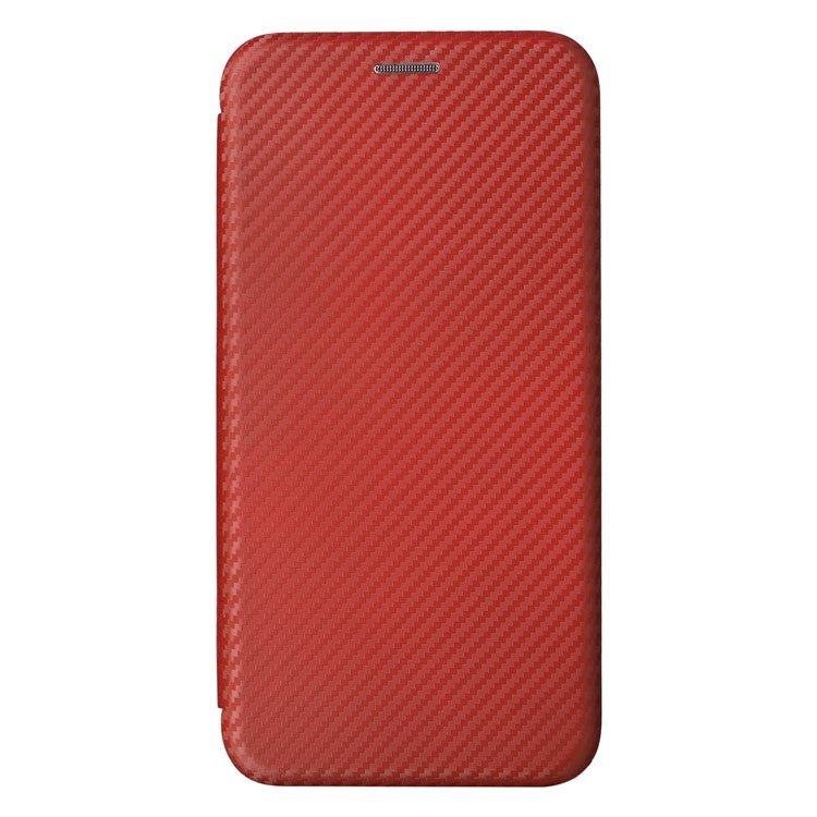 For Samsung Galaxy A54 5G Carbon Fiber Texture Magnetic PU Leather Anti-scratch Phone Case Stand Drop-proof Mobile Phone Cover with Card Slot - Red
