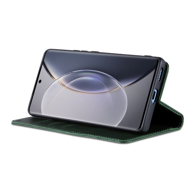 AZNS For vivo X90 5G Cowhide Texture PU Leather Wallet Full Protection Phone Case Stand Magnetic Auto Closure Flip Phone Cover - Green