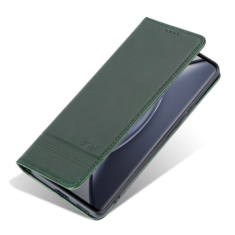 AZNS For vivo X90 5G Cowhide Texture PU Leather Wallet Full Protection Phone Case Stand Magnetic Auto Closure Flip Phone Cover - Green