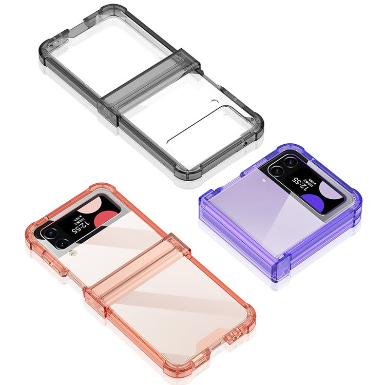 GKK For Samsung Galaxy Z Flip3 5G Hinge Protection Clear Phone Case Soft TPU Reinforced Corners Shockproof Anti-Drop Cover - Transparent Purple