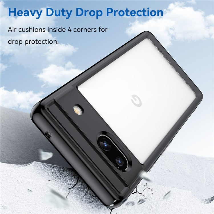 For Google Pixel 7a Phone Case, TPU Bumper+Acrylic Back Shell Shock-absorbing Protective Cover - Black