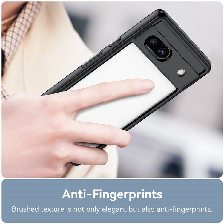 For Google Pixel 7a Phone Case, TPU Bumper+Acrylic Back Shell Shock-absorbing Protective Cover - Black