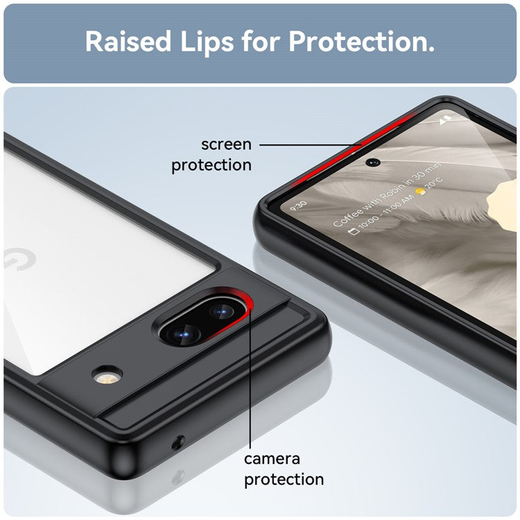 For Google Pixel 7a Phone Case, TPU Bumper+Acrylic Back Shell Shock-absorbing Protective Cover - Black