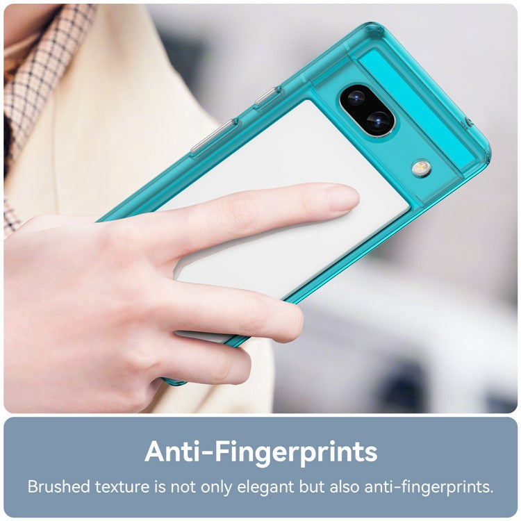 For Google Pixel 7a Phone Case, TPU Bumper+Acrylic Back Shell Shock-absorbing Protective Cover - Transparent Blue