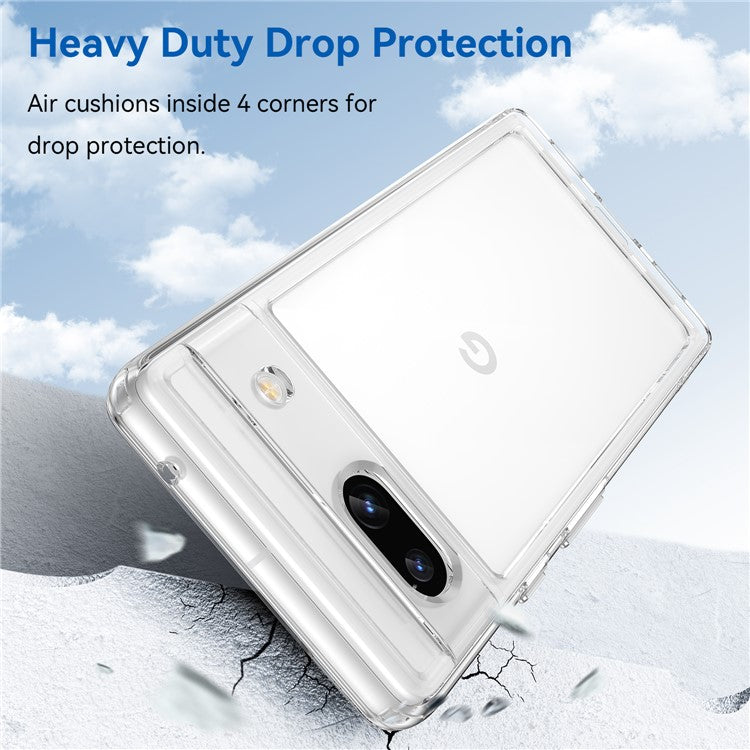 For Google Pixel 7a Phone Case, TPU Bumper+Acrylic Back Shell Shock-absorbing Protective Cover - Transparent