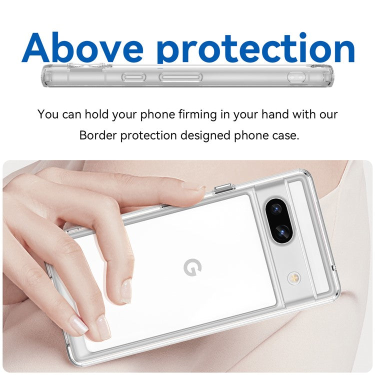 For Google Pixel 7a Phone Case, TPU Bumper+Acrylic Back Shell Shock-absorbing Protective Cover - Transparent