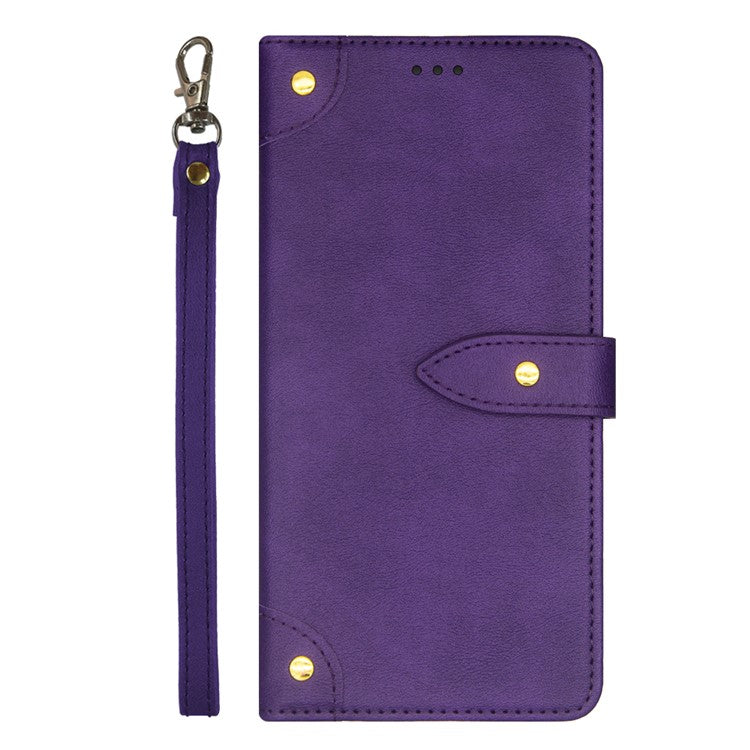 IDEWEI For Samsung Galaxy A04e 4G / F04 4G / M04 4G Anti-fall PU Leather Phone Stand Case Magnetic Clasp Shockproof Card Holder Cover - Purple