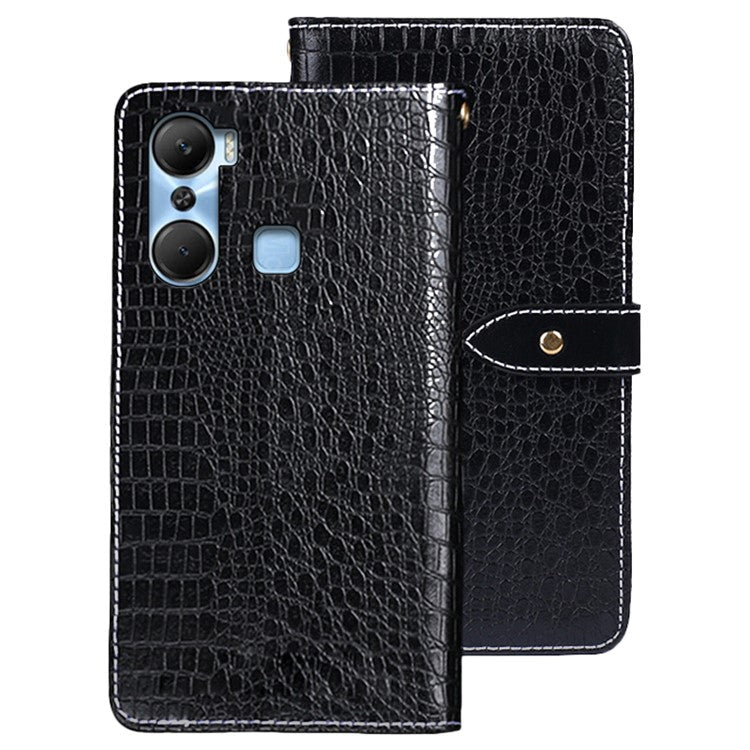 IDEWEI For Infinix Hot 12 Pro 4G Crocodile Texture PU Leather Viewing Stand Phone Flip Wallet Case Magnetic Clasp Phone Cover - Black
