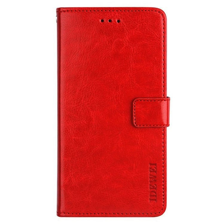 IDEWEI For Infinix Hot 12i 4G PU Leather Flip Phone Cover Case Stand Crazy Horse Texture Wallet Shell - Red