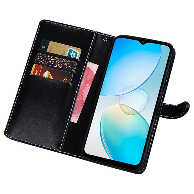 IDEWEI For Infinix Hot 12i 4G Crocodile Texture PU Leather Stand Full Protection Phone Flip Wallet Case Magnetic Clasp Phone Cover - Black