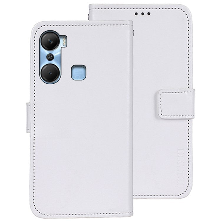 IDEWEI For Infinix Hot 12 Pro 4G PU Leather Flip Phone Cover Case Stand Crazy Horse Texture Wallet Shell - White