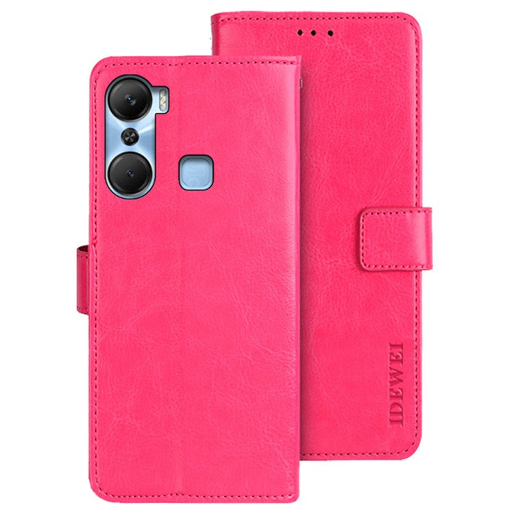IDEWEI For Infinix Hot 12 Pro 4G PU Leather Flip Phone Cover Case Stand Crazy Horse Texture Wallet Shell - Rose