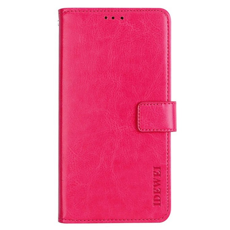 IDEWEI For Infinix Hot 12 Pro 4G PU Leather Flip Phone Cover Case Stand Crazy Horse Texture Wallet Shell - Rose