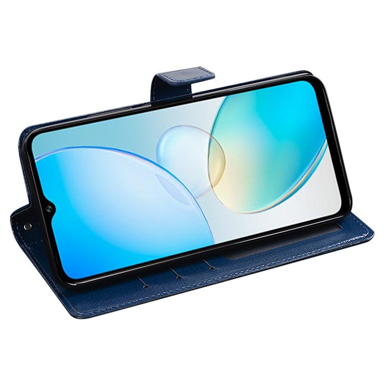 IDEWEI For Infinix Hot 12 Pro 4G Crazy Horse Texture Fully Wrapped PU Leather Phone Case Folio Flip Stand Wallet Cover - Blue