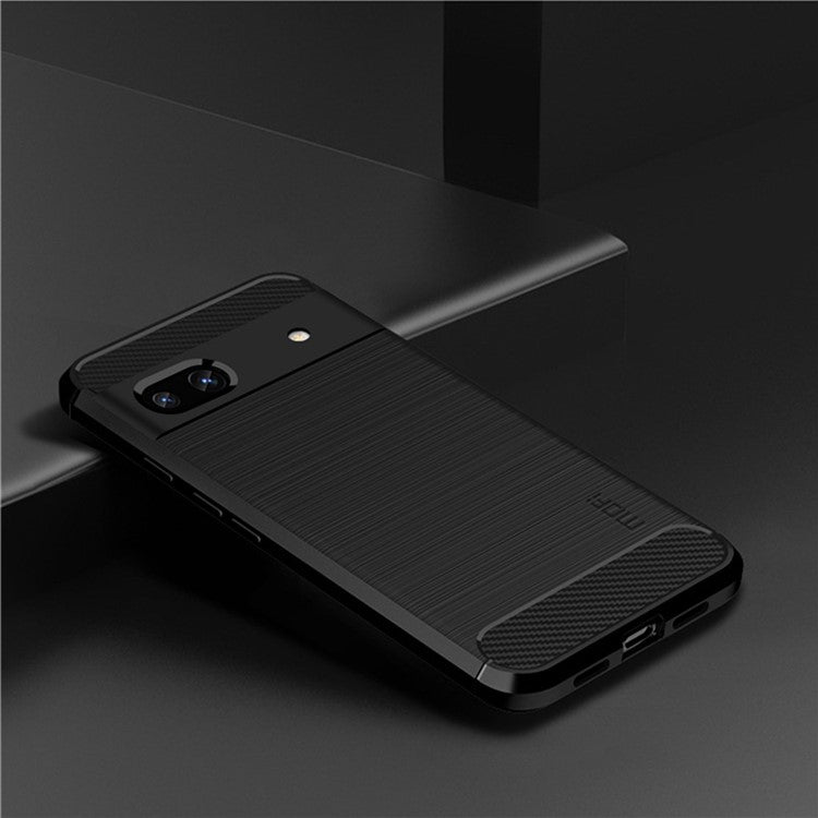 MOFI JK TPU Series-1 for Google Pixel 7a Drop-proof Phone Case Carbon Fiber Brushed TPU Scratch-resistant Phone Back Cover - Black