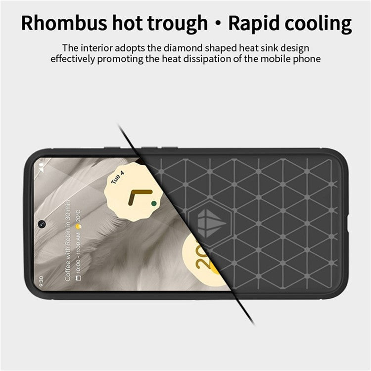 MOFI JK TPU Series-1 for Google Pixel 7a Drop-proof Phone Case Carbon Fiber Brushed TPU Scratch-resistant Phone Back Cover - Black