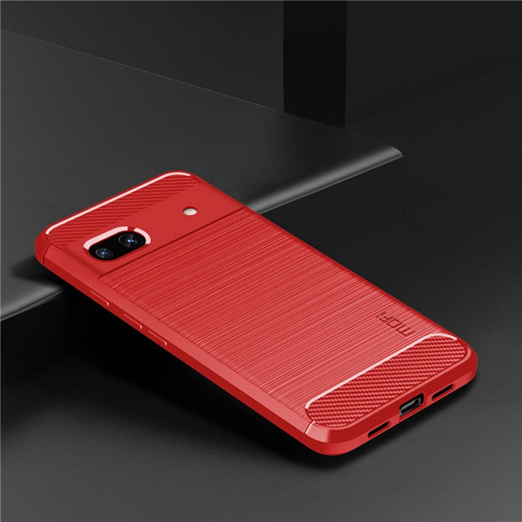 MOFI JK TPU Series-1 for Google Pixel 7a Drop-proof Phone Case Carbon Fiber Brushed TPU Scratch-resistant Phone Back Cover - Red