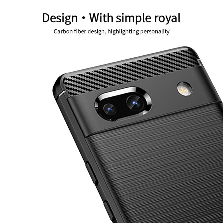 MOFI JK TPU Series-1 for Google Pixel 7a Drop-proof Phone Case Carbon Fiber Brushed TPU Scratch-resistant Phone Back Cover - Red