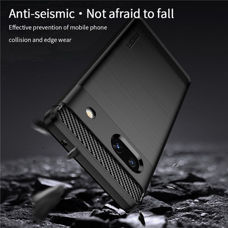 MOFI JK TPU Series-1 for Google Pixel 7a Drop-proof Phone Case Carbon Fiber Brushed TPU Scratch-resistant Phone Back Cover - Red