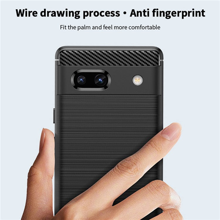 MOFI JK TPU Series-1 for Google Pixel 7a Drop-proof Phone Case Carbon Fiber Brushed TPU Scratch-resistant Phone Back Cover - Red