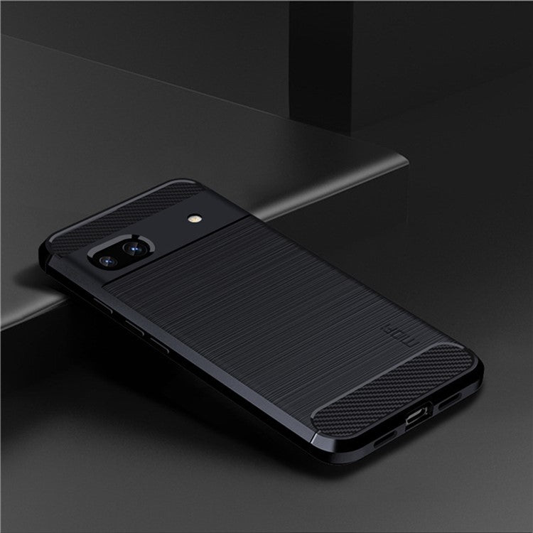 MOFI JK TPU Series-1 for Google Pixel 7a Drop-proof Phone Case Carbon Fiber Brushed TPU Scratch-resistant Phone Back Cover - Blue