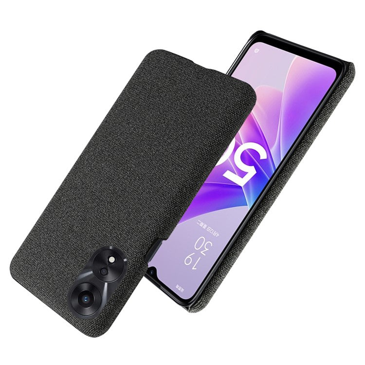 Ultra Slim Smartphone Case For Oppo A58 5G, Anti-fall Solid Color Hard PC Cloth Texture Protective Phone Cover - Black