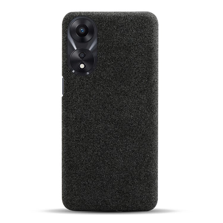 Ultra Slim Smartphone Case For Oppo A58 5G, Anti-fall Solid Color Hard PC Cloth Texture Protective Phone Cover - Black