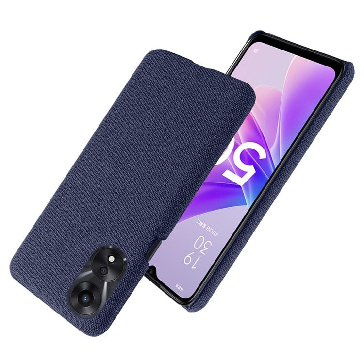 Ultra Slim Smartphone Case For Oppo A58 5G, Anti-fall Solid Color Hard PC Cloth Texture Protective Phone Cover - Blue